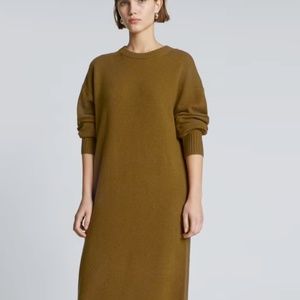 NWT Everlane Recycled Cashmere Crewneck Midi Dress Brown/Rust MEDIUM